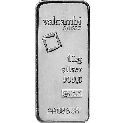 1 kilo silver valcambi cast bar obv