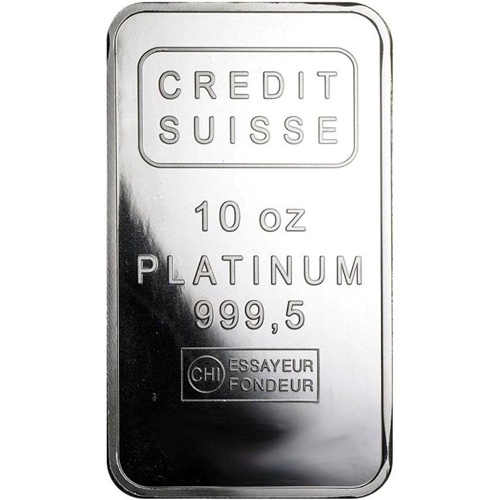 10 oz Credit Suisse Platinum Bar obv