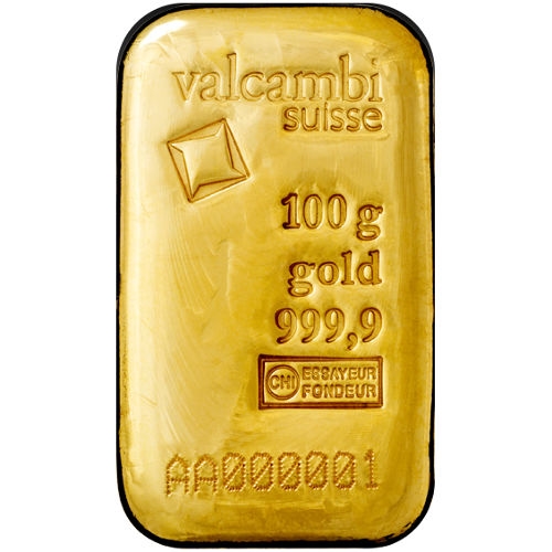 100 gram gold valcambi cast bar