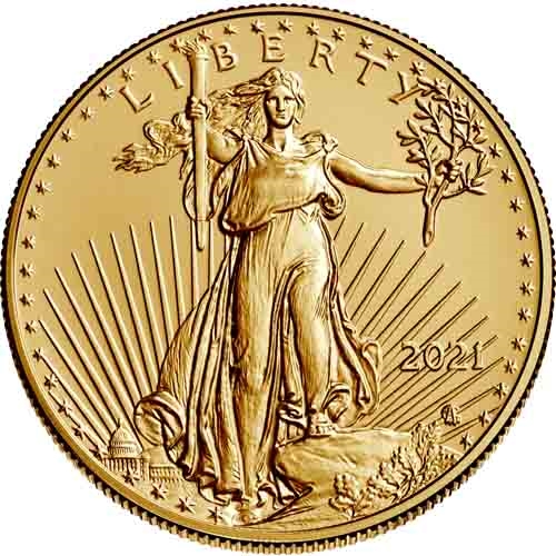 2021 1 2 oz American Gold Eagle Coin BU Type 2 obv