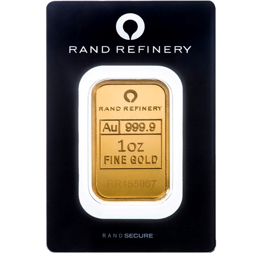 1 oz Rand Refinery Gold Bar black Assay obv
