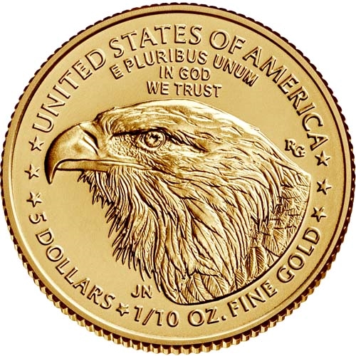 2021 1 10 oz American Gold Eagle Coin BU Type 2 rev