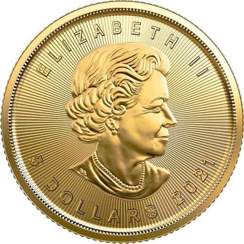 2021 1 10 oz canadian gold maple obv