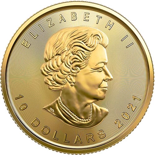 2021 1 4 oz canadian gold maple obv