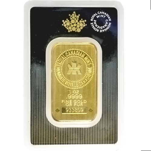1 oz rcm royal canadian mint gold bar obv