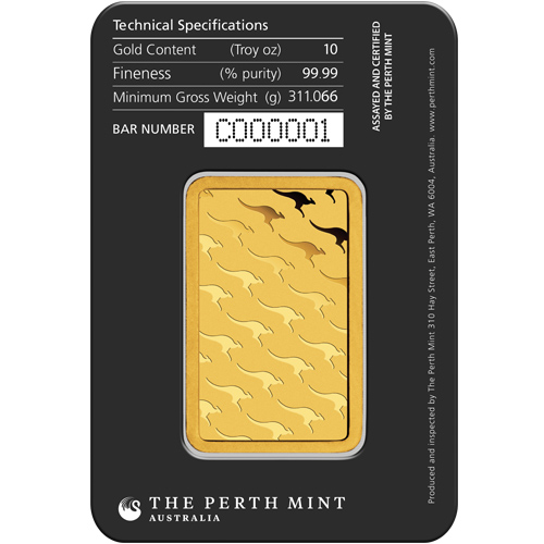 10 oz Perth Minted Gold Bar Black Assay back