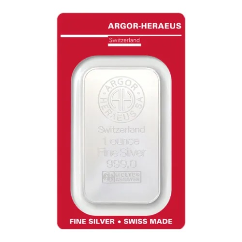 Argor Heraeus 1 oz Silver Bar Minted