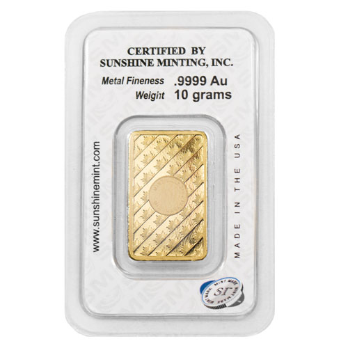 10 Gram Sunshine Mint Gold Bar back