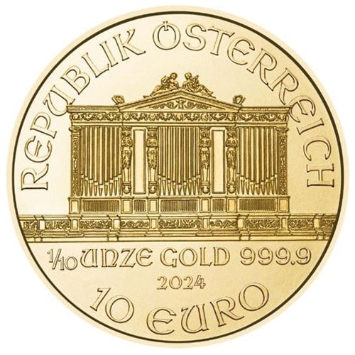 Austrian Gold Philharmonic 0.10 oz 2024 back