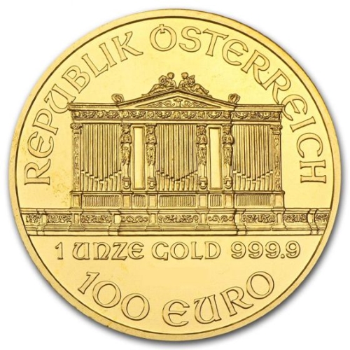 1 oz Austrian Gold Philharmonic back