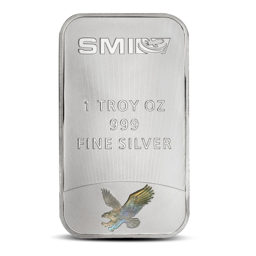 1 oz SMI Silver Mercury Bar back
