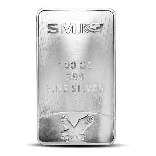 100 oz SMI Silver Mercury Bar back