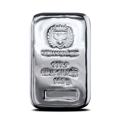 100G Silver Germania Mint Cast Bar