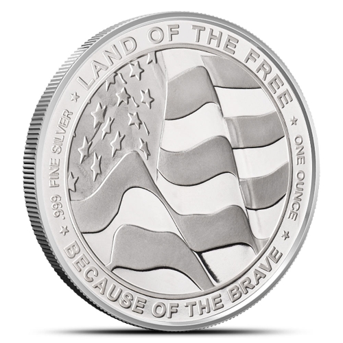 1oz Silver US Army Because Of The Brave back
