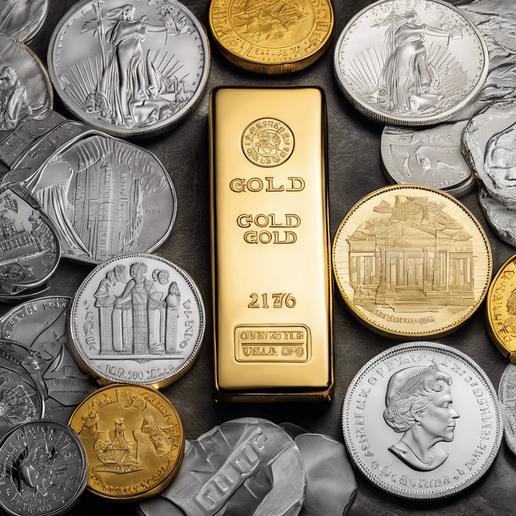 gold and silver coins and bars AI generated image