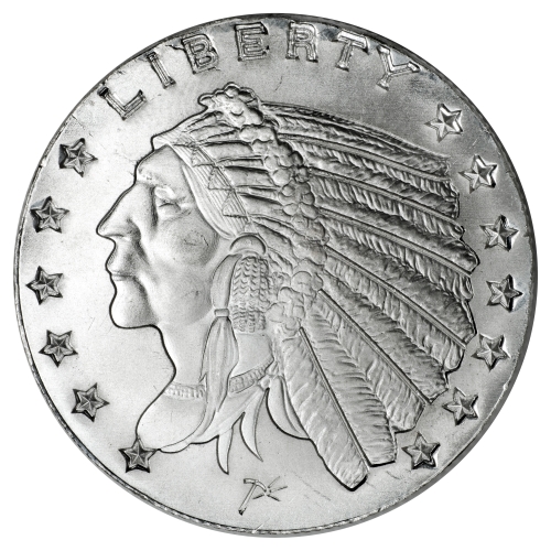 Silver 0.50 oz Incuse Indian Round Front