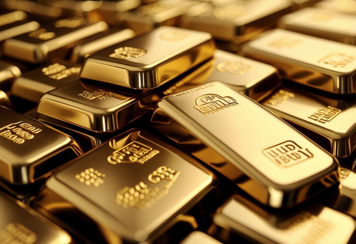 A pile of gold bullion stands out among other precious metals, symbolizing stability and security. Its lustrous surface reflects confidence and reliability