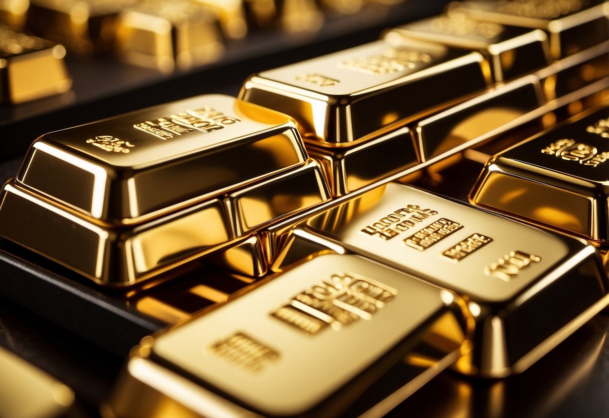 A stack of gleaming gold bullion bars sits in a secure vault, symbolizing wealth and stability throughout history
