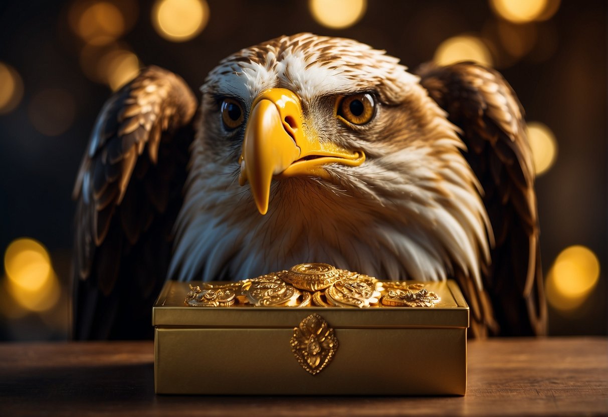 American Eagle Guarding a Box of Gold Coins