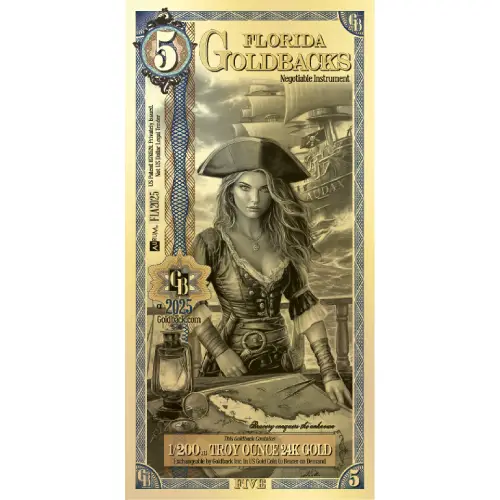 5 Florida Goldback Gold Note