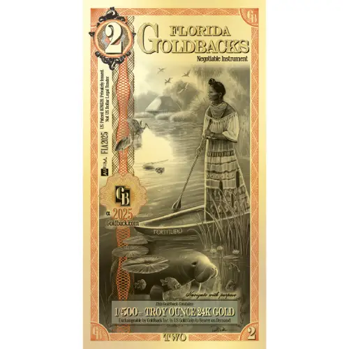 2 Florida Goldback Gold Note