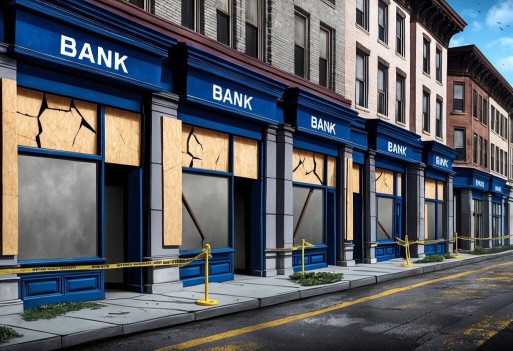 banks shuttered and closed