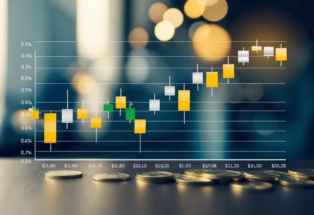 A chart showing fluctuating gold and silver prices in response to Trump's tariffs and inflation rates