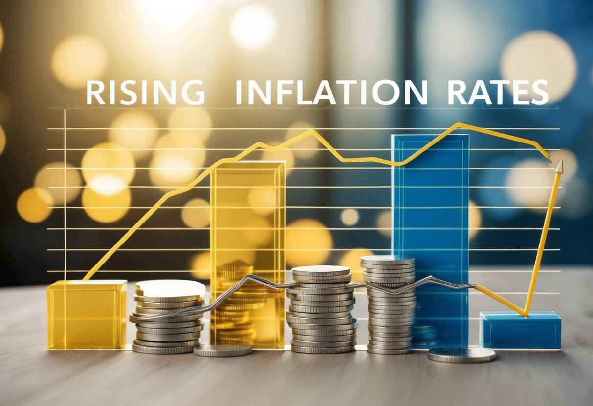 A graph showing rising inflation rates alongside falling gold and silver prices due to Trump's tariff policies