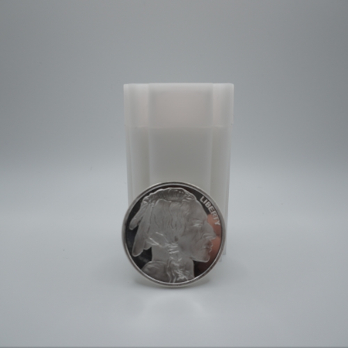 Tube of 1 oz Silvertowne Silver Buffalo Rounds front